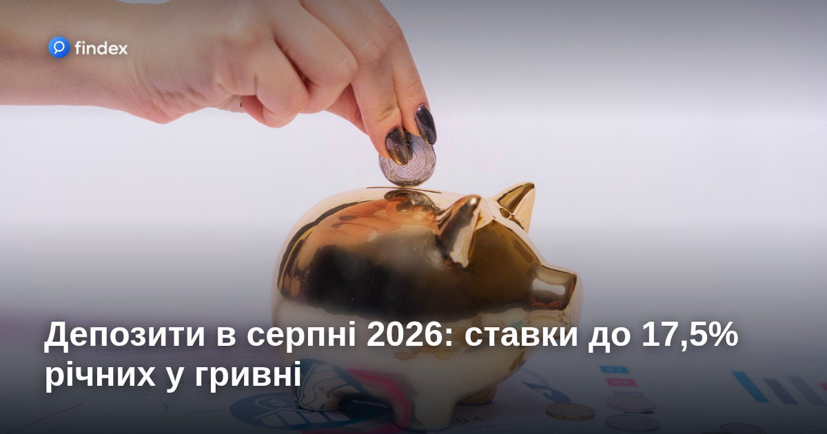 Депозити в серпні 2026: ставки до 17,5% річних у гривні