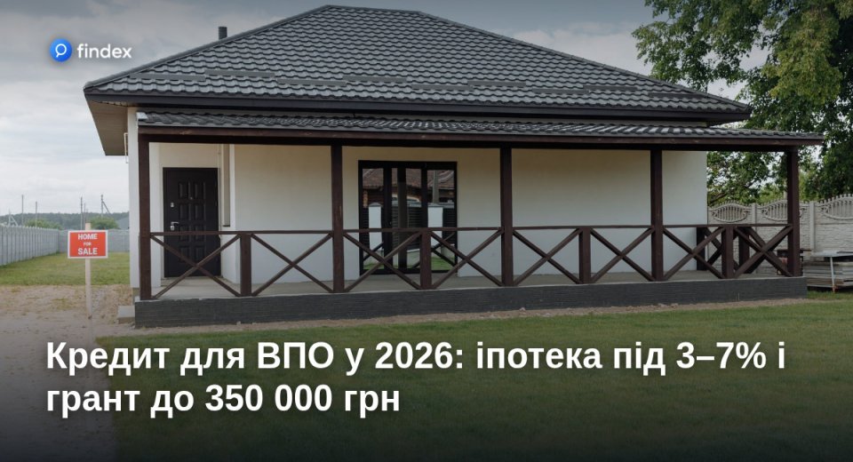 Кредит для ВПО у 2026: іпотека під 3–7% і грант до 350 000 грн