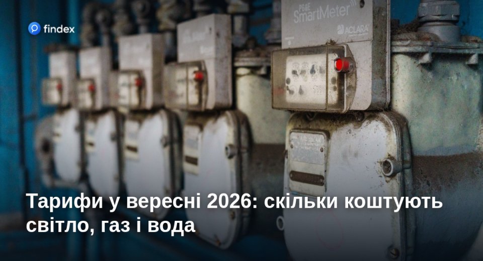 Тарифи у вересні 2026: скільки коштують світло, газ і вода